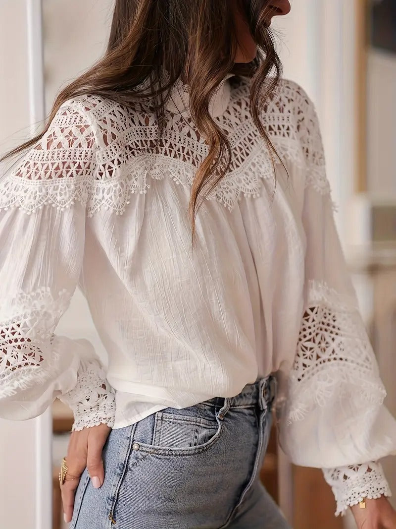 Women's Blouse with Lace Trim
