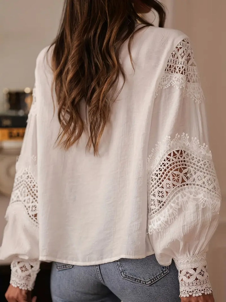 Women's Blouse with Lace Trim