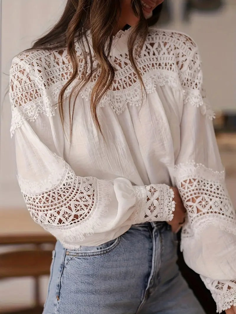 Women's Blouse with Lace Trim