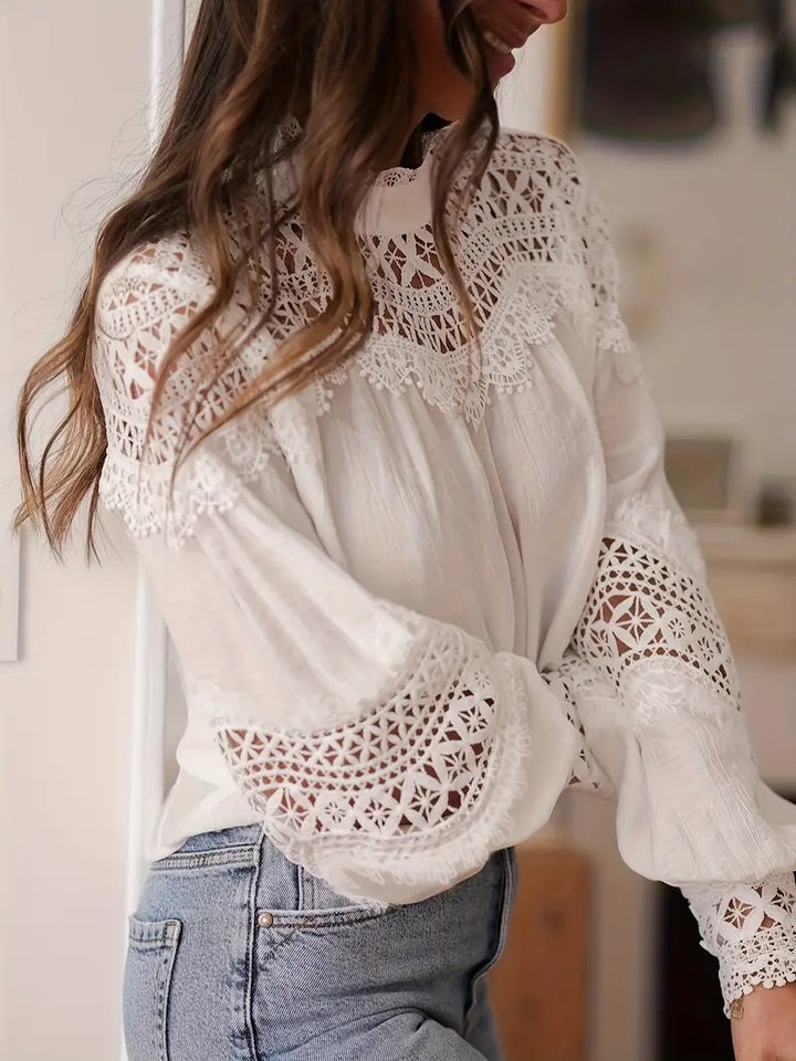 Women's Blouse with Lace Trim
