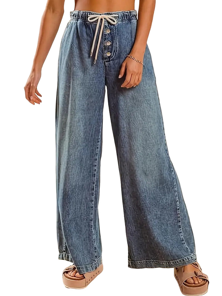 Women's High-Waisted Pants with Drawstring