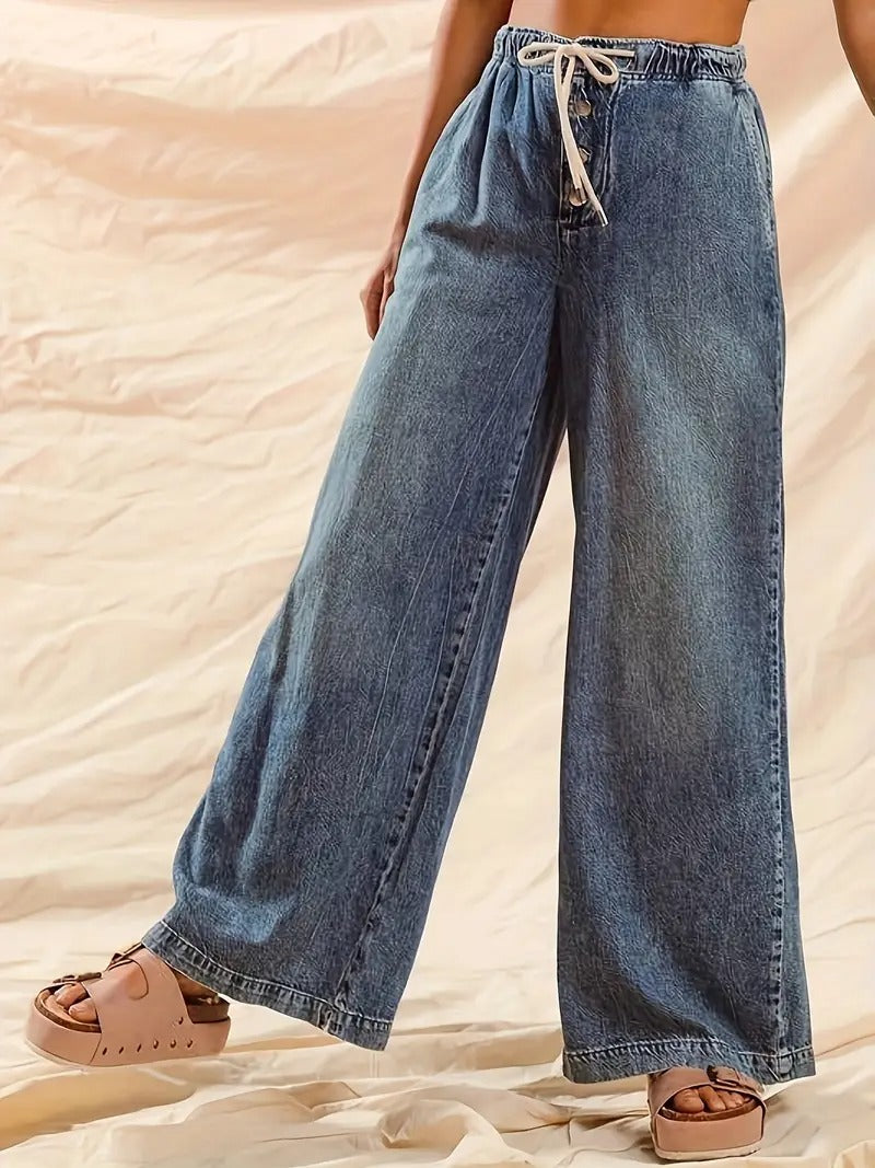 Women's High-Waisted Pants with Drawstring