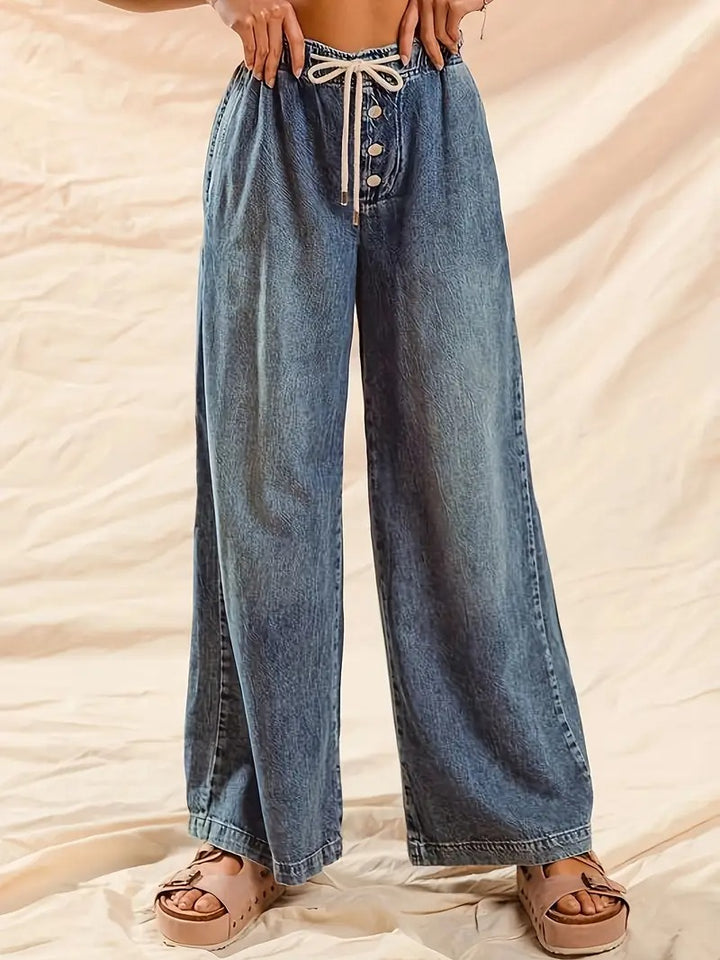 Women's High-Waisted Pants with Drawstring