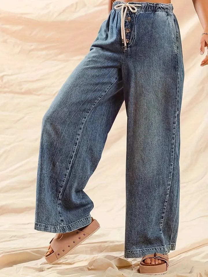Women's High-Waisted Pants with Drawstring