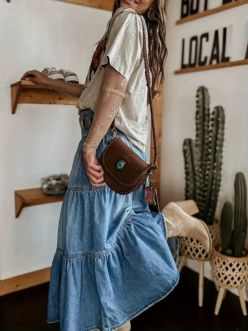 Women's High Waisted Tiered Maxi Skirt