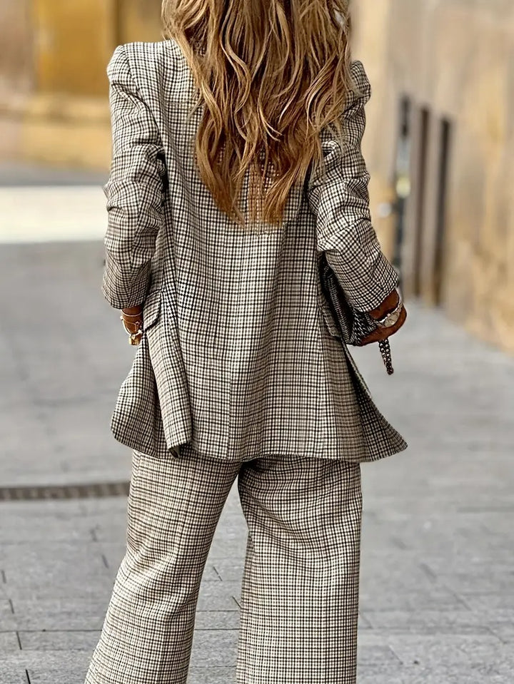 Women's Plaid Blazer and Pants Set