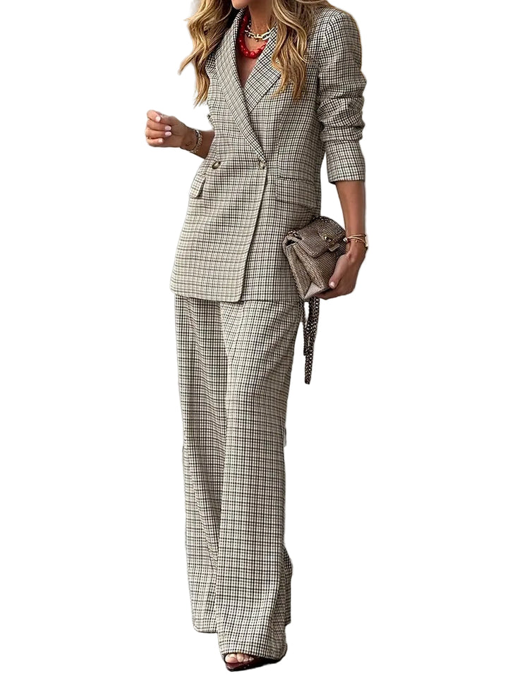 Women's Plaid Blazer and Pants Set