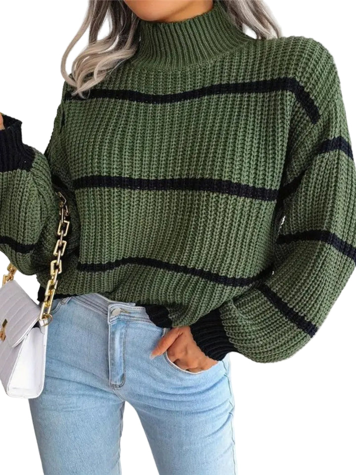 Women's Striped Turtleneck Jumper