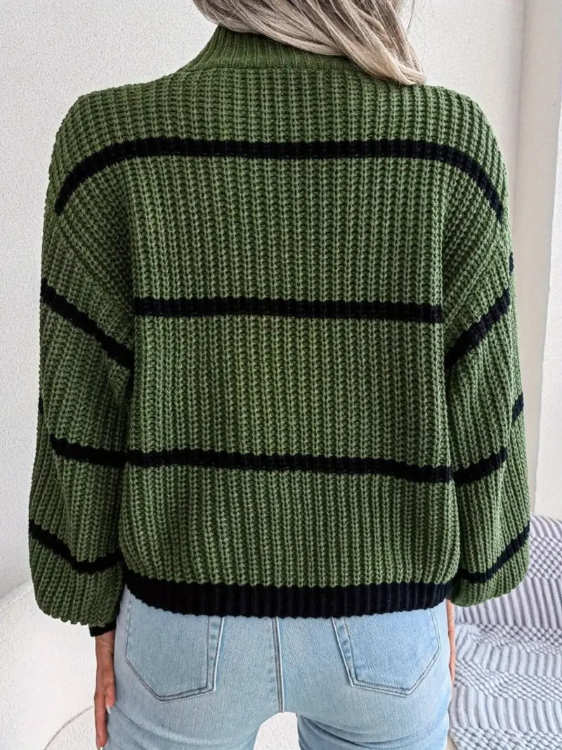 Women's Striped Turtleneck Jumper