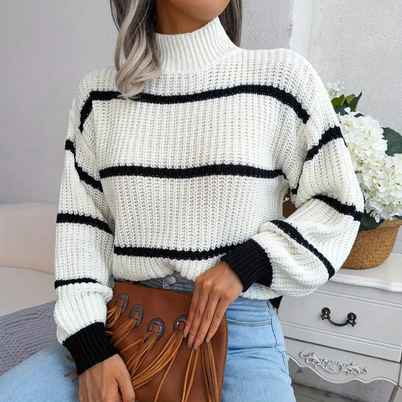 Women's Striped Turtleneck Jumper