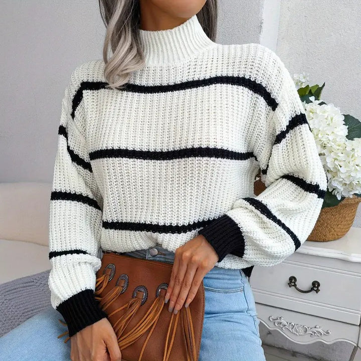 Women's Striped Turtleneck Jumper