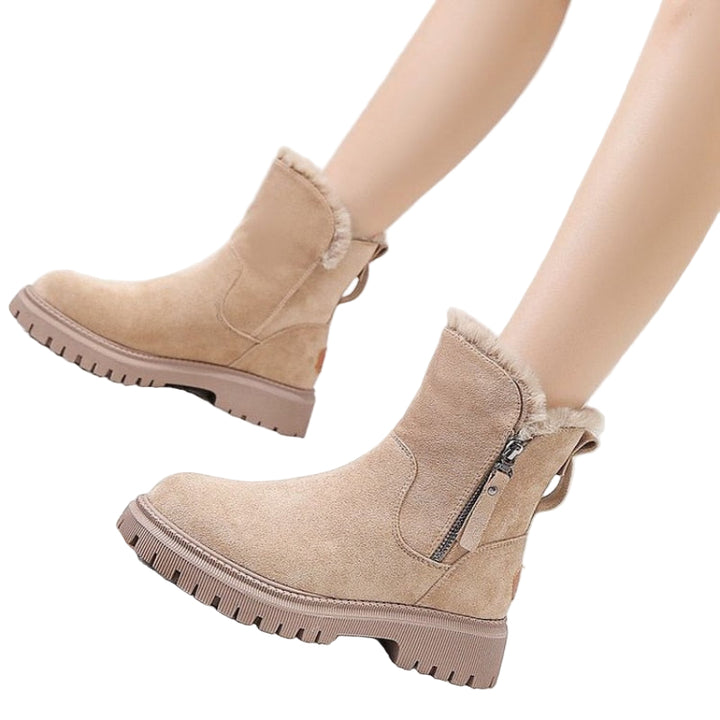 Women's Ankle Boots with Fold-Over Cuff and Side Zip Closure