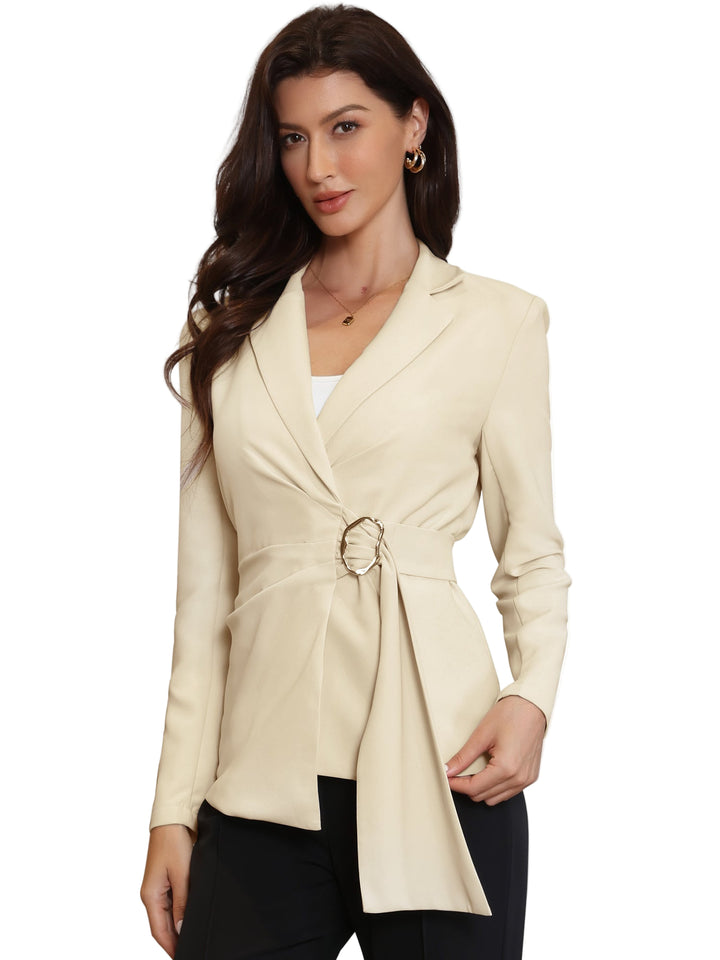 Women's Blazer with Notched Lapels and Waist Belt