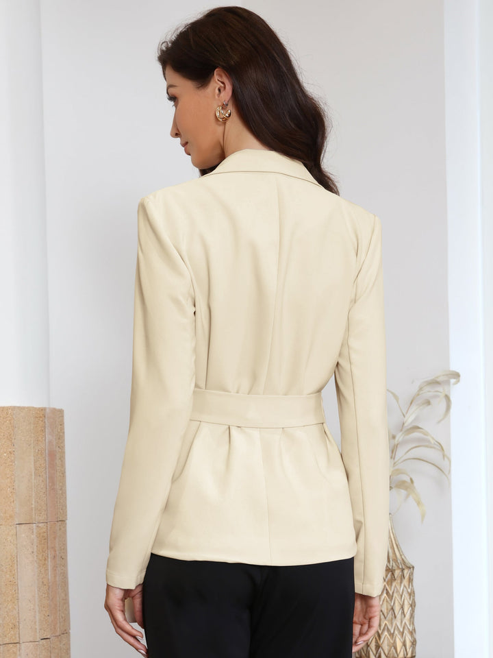 Women's Blazer with Notched Lapels and Waist Belt