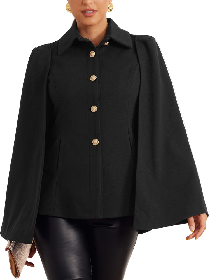 Women's Cape Coat with Button Front Closure