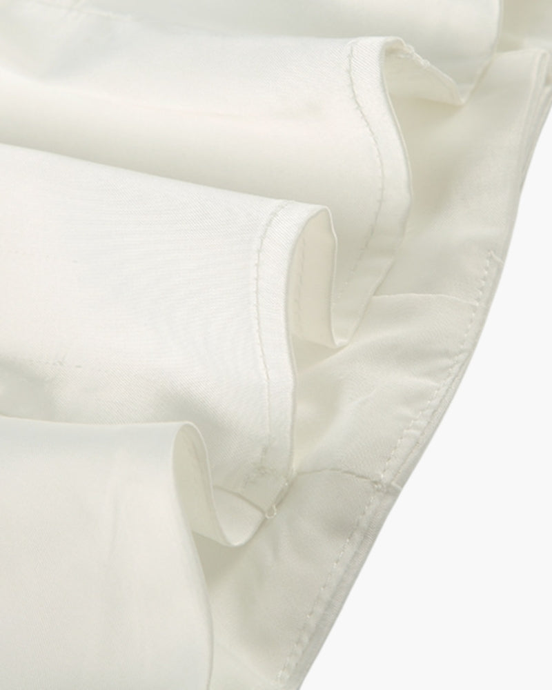 Women's Collared Top and Midi Skirt Set with Ruffle Hem