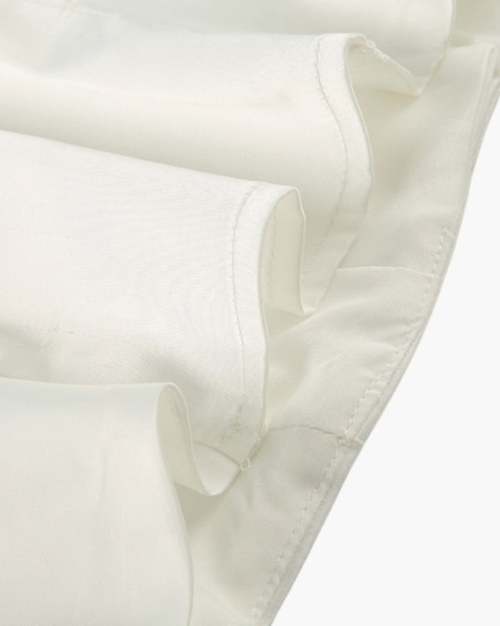 Women's Collared Top and Midi Skirt Set with Ruffle Hem