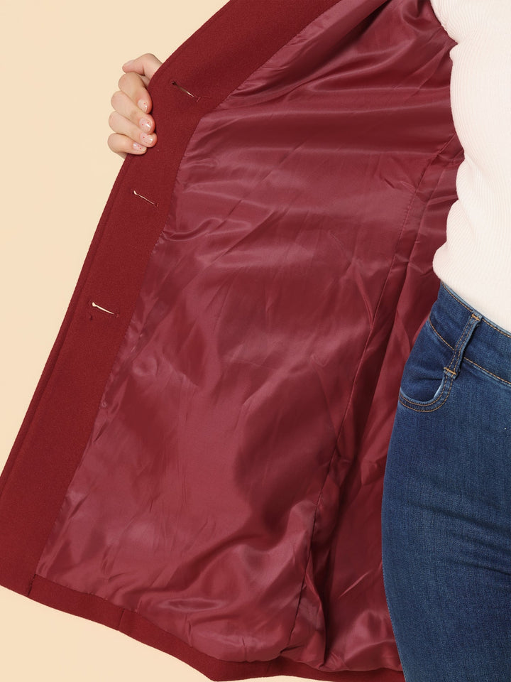 Women's Double-Breasted Belted Coat with Wide Collar and Long Sleeves