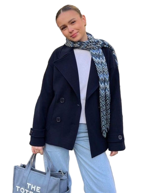 Women's Double Breasted Coat with Wide Lapels