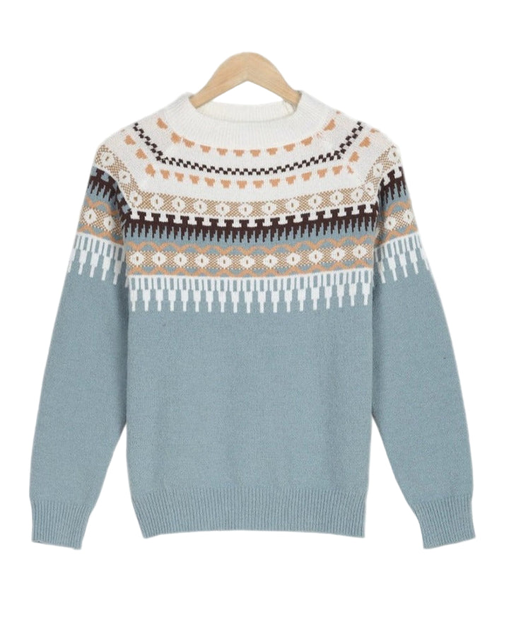 Women's Fair Isle Knit Jumper with Crew Neckline