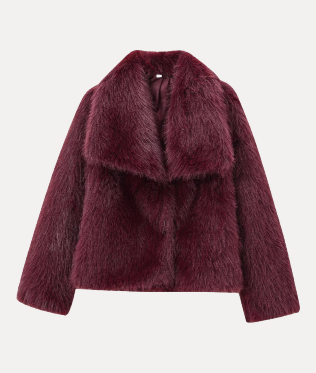 Women's Faux Fur Coat with Spread Collar and Open-Front Closure