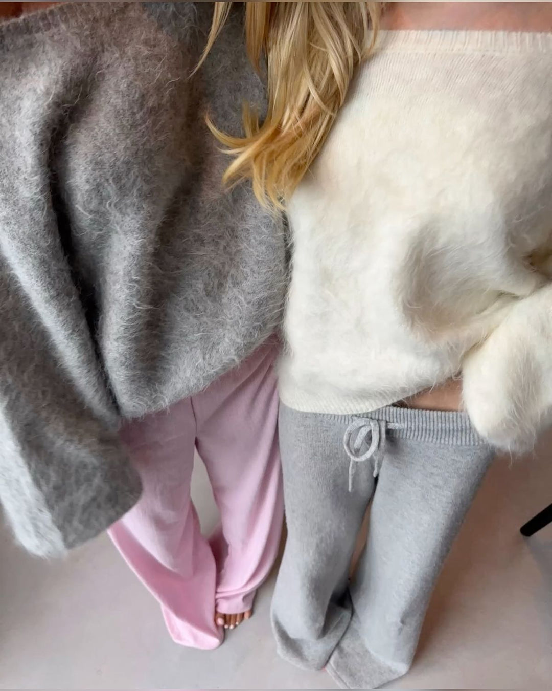 Women's Fuzzy Knit Jumper with Round Neckline