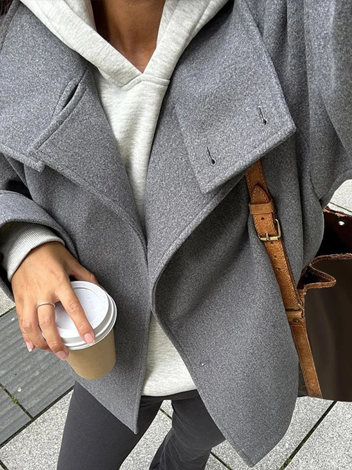 Women's High Neck Jacket with Button Front Closure