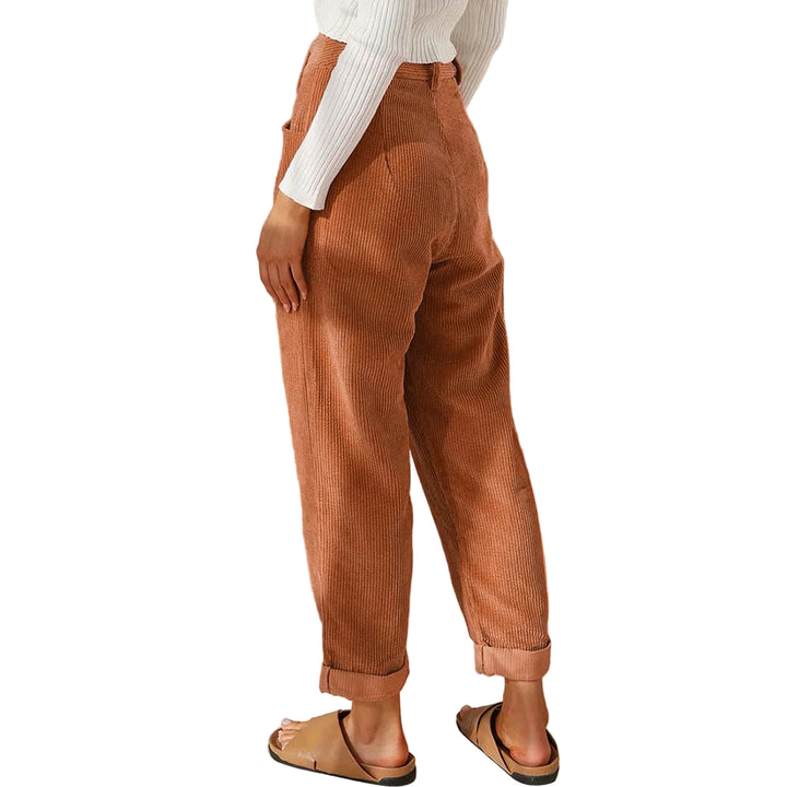 Women's High-Waisted Wide-Leg Pants with Pleated Front and Full Length Hem
