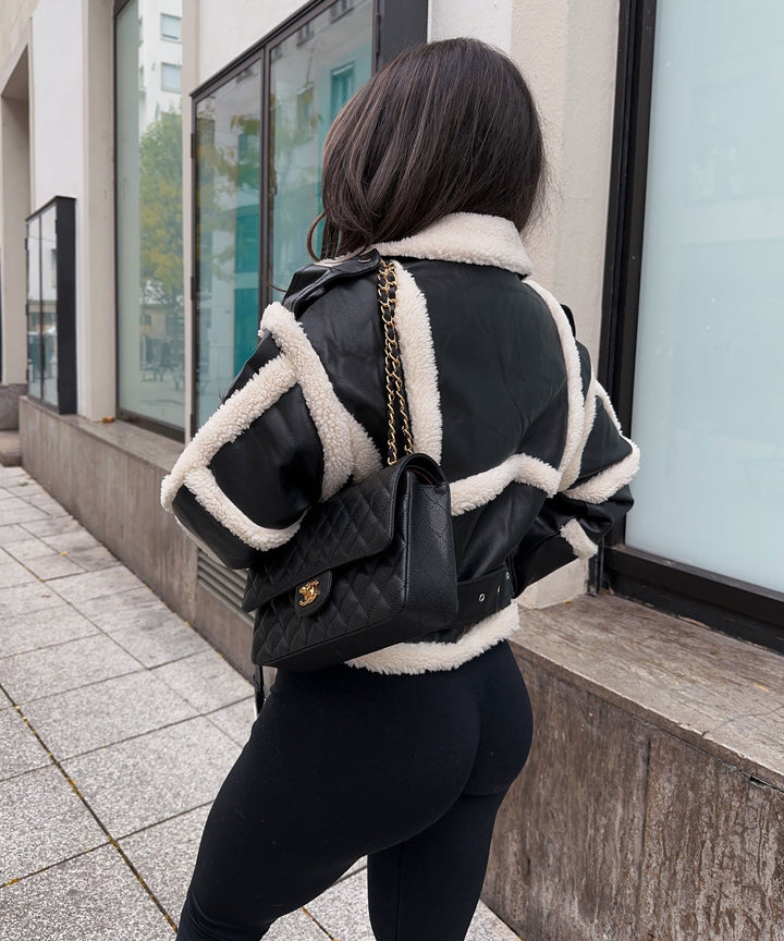 Women's Hip-Length Jacket with Contrast Trim and Zip Closure