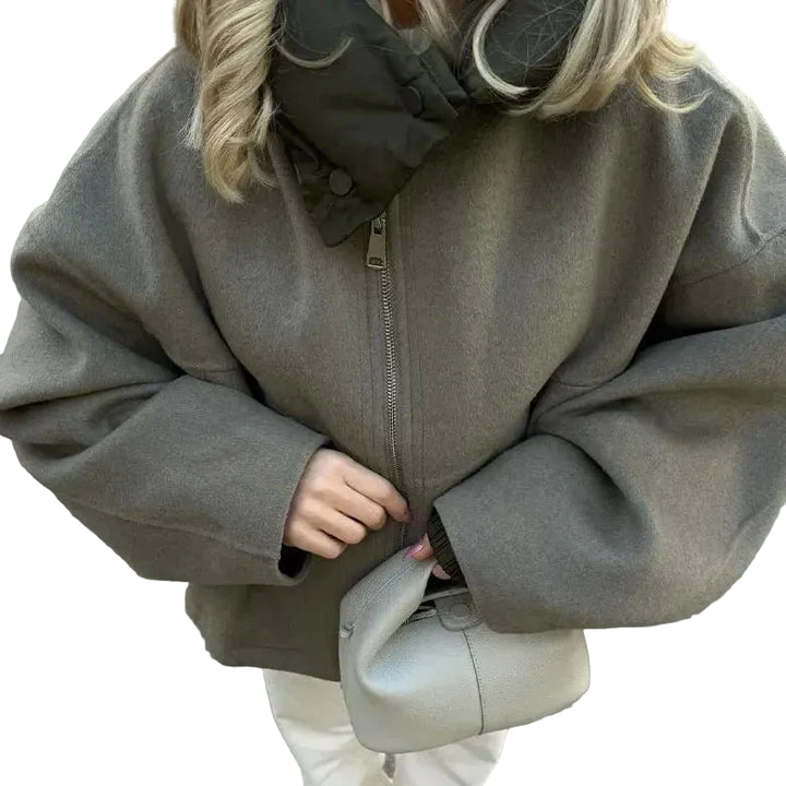 Women's Hooded Jacket with Full-Length Zip and Elastic Cuffs