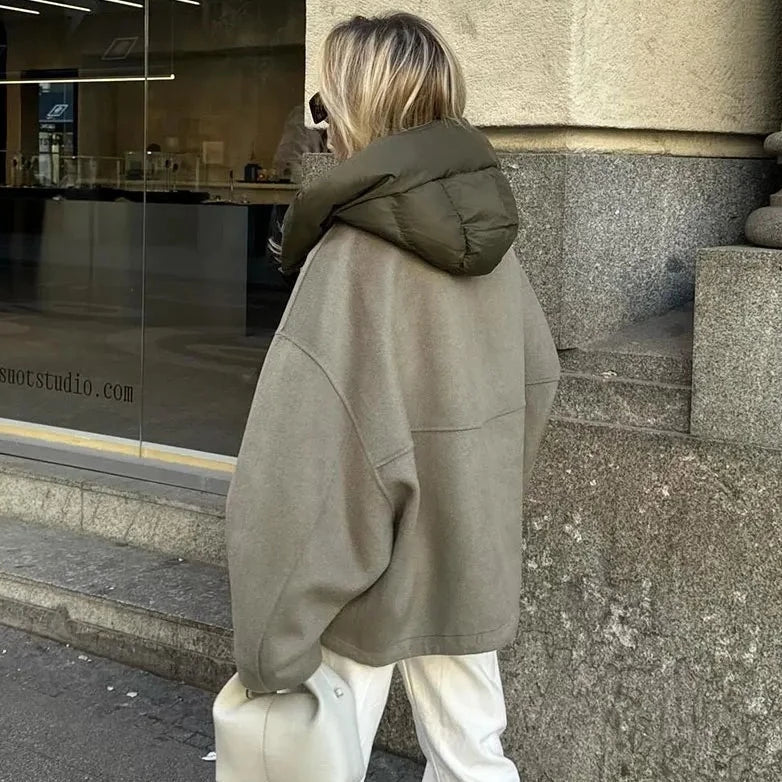 Women's Hooded Jacket with Full-Length Zip and Elastic Cuffs