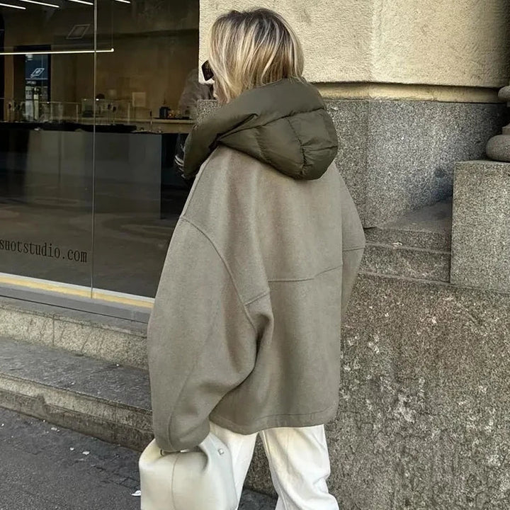 Women's Hooded Jacket with Full-Length Zip and Elastic Cuffs