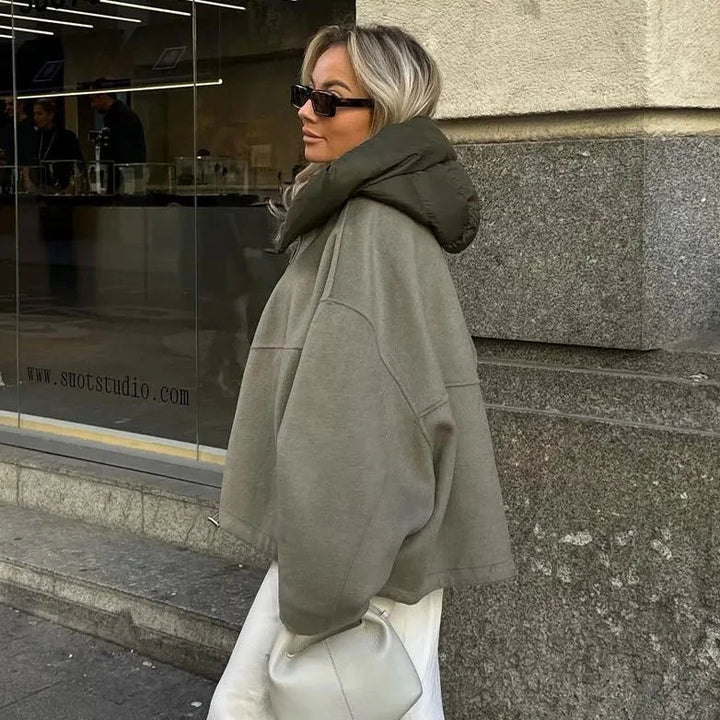 Women's Hooded Jacket with Full-Length Zip and Elastic Cuffs