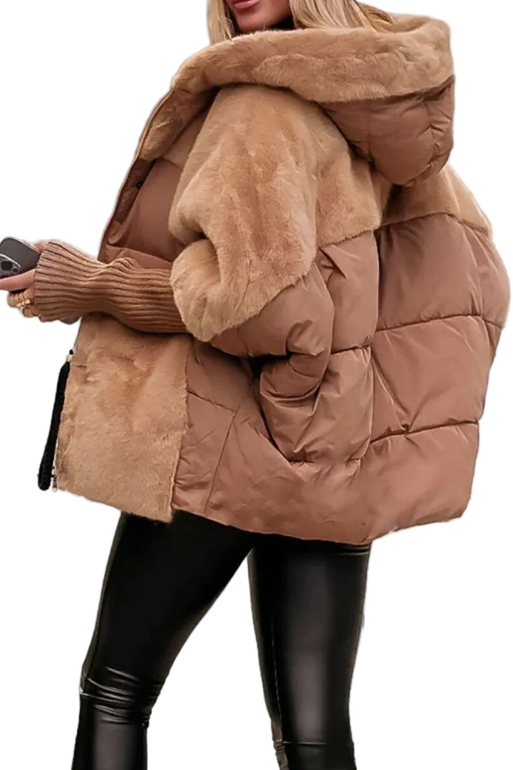 Women's Hooded Jacket with Zip Front and Drawstring Waist