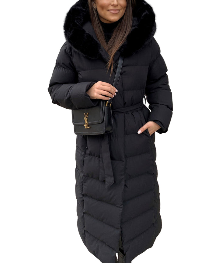 Women's Hooded Quilted Coat with Zip Front