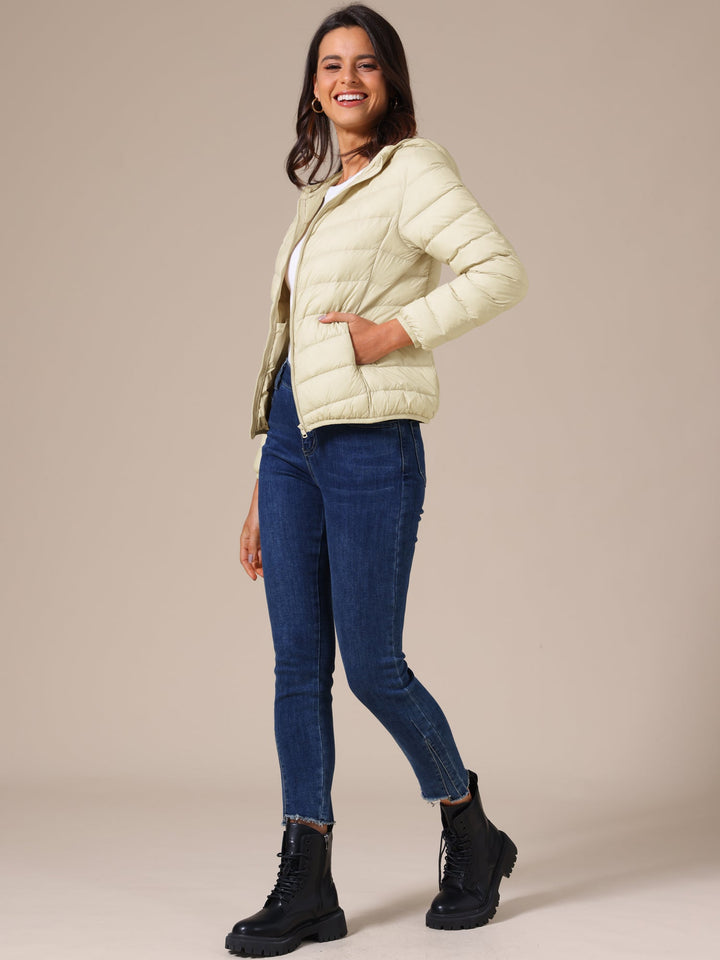 Women's Hooded Quilted Jacket with Zip Front Closure