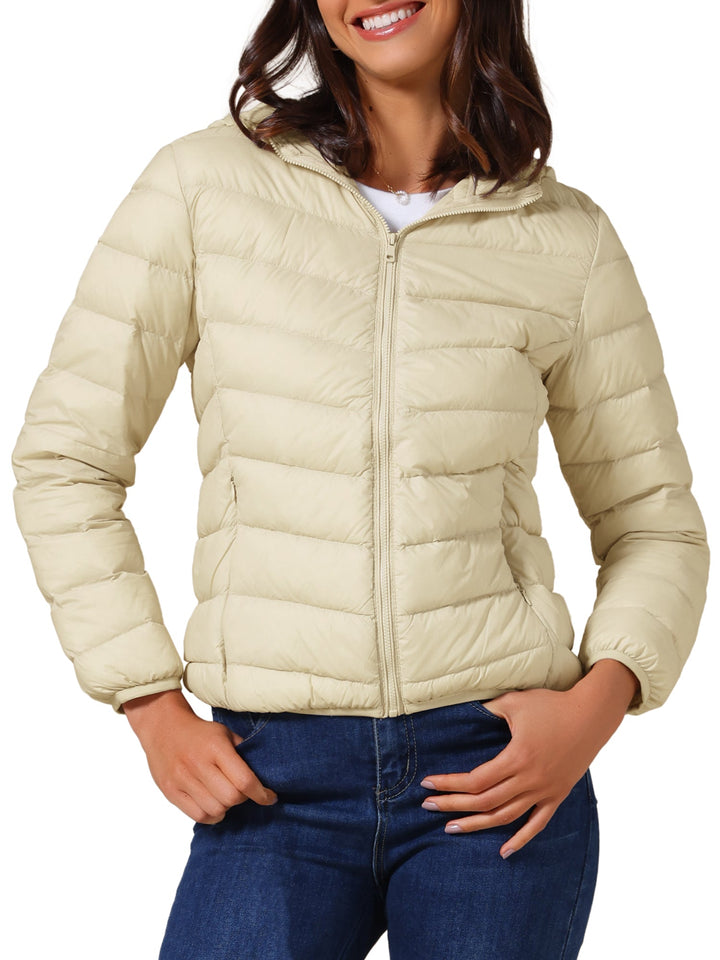Women's Hooded Quilted Jacket with Zip Front Closure
