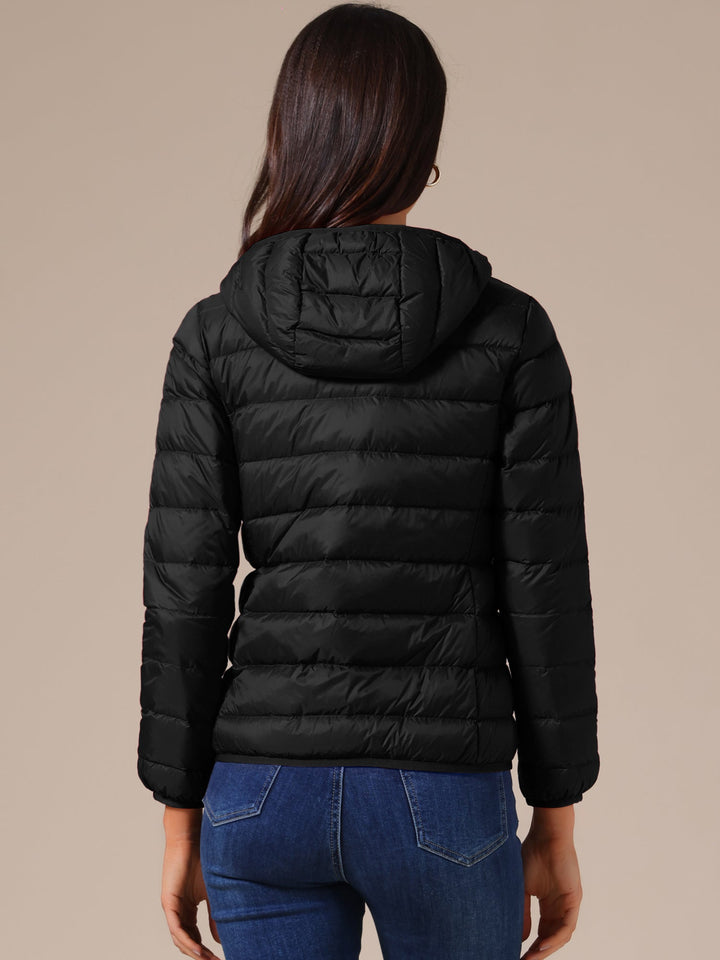 Women's Hooded Quilted Jacket with Zip Front Closure