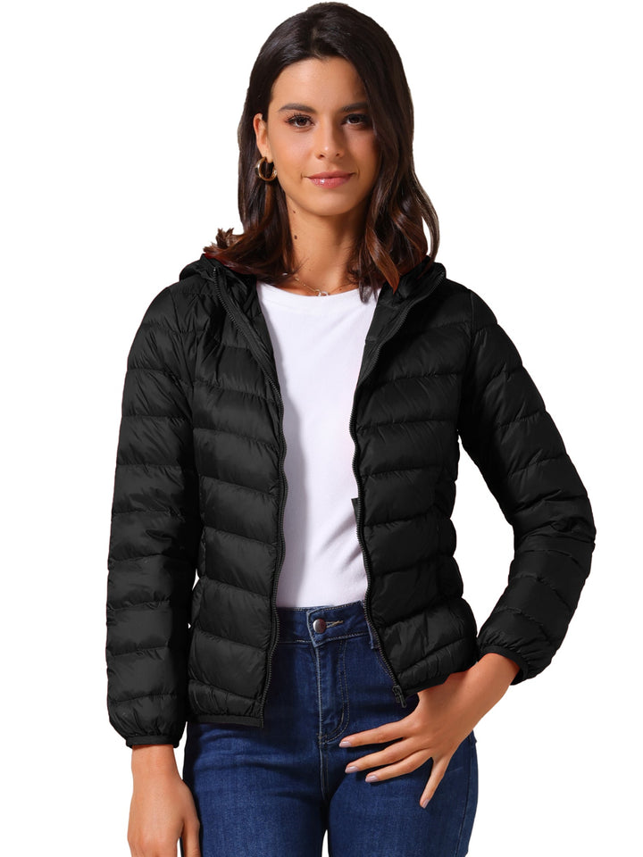 Women's Hooded Quilted Jacket with Zip Front Closure