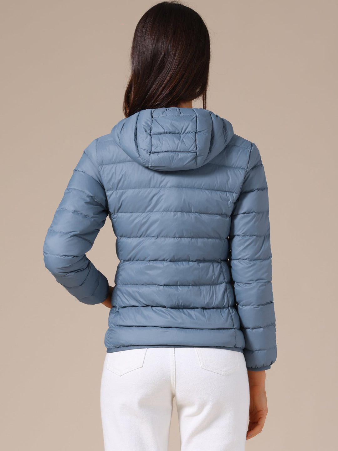 Women's Hooded Quilted Jacket with Zip Front Closure