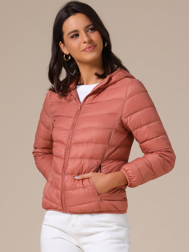 Women's Hooded Quilted Jacket with Zip Front Closure