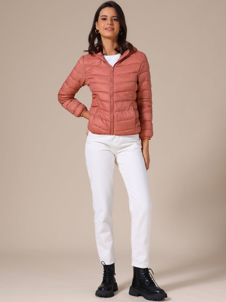Women's Hooded Quilted Jacket with Zip Front Closure