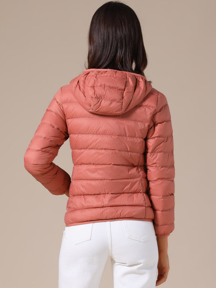 Women's Hooded Quilted Jacket with Zip Front Closure