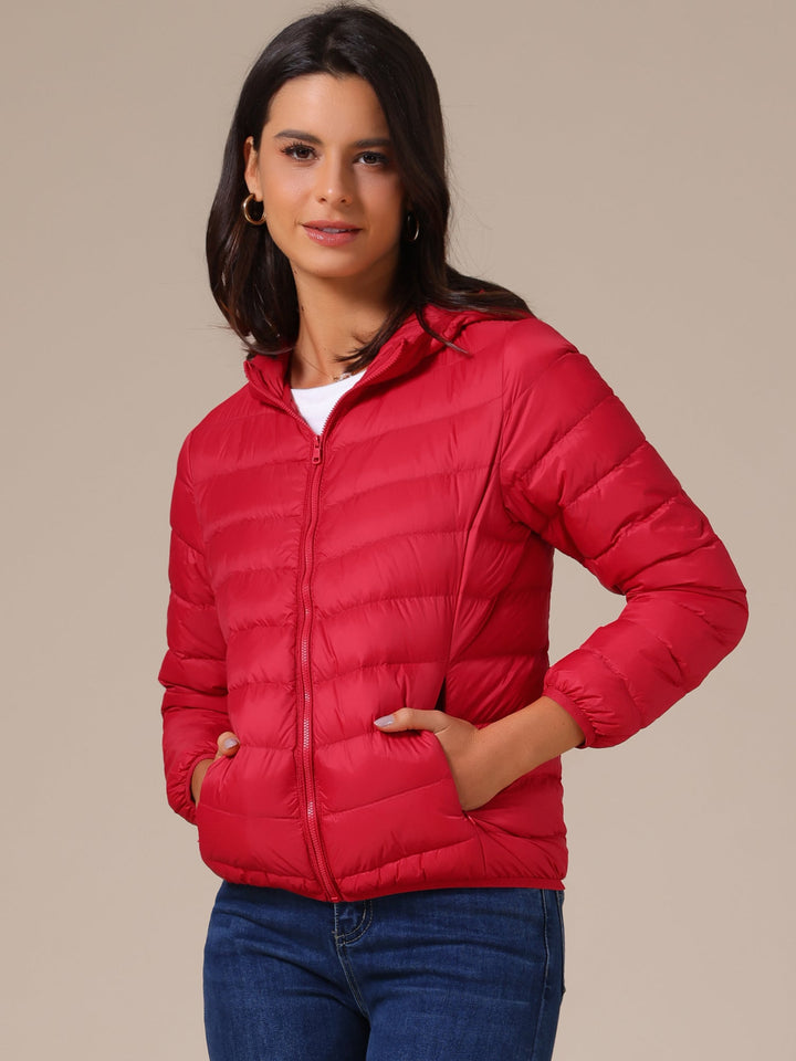 Women's Hooded Quilted Jacket with Zip Front Closure