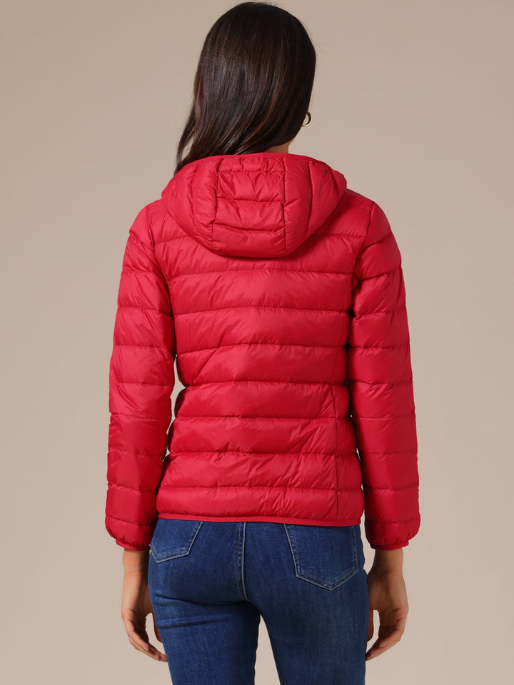 Women's Hooded Quilted Jacket with Zip Front Closure