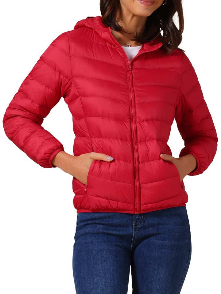 Women's Hooded Quilted Jacket with Zip Front Closure