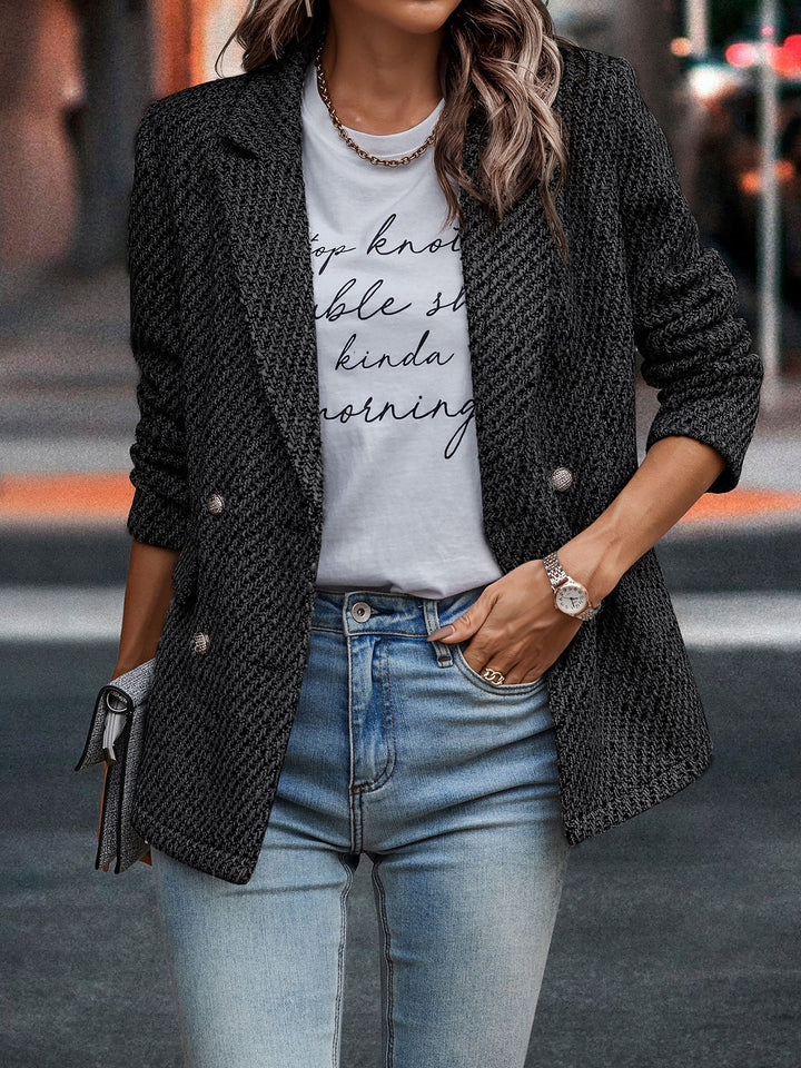 Women's Houndstooth Pattern Blazer with Notched Lapels