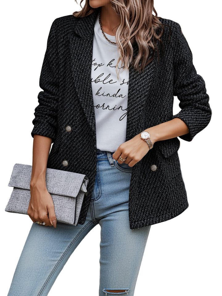 Women's Houndstooth Pattern Blazer with Notched Lapels