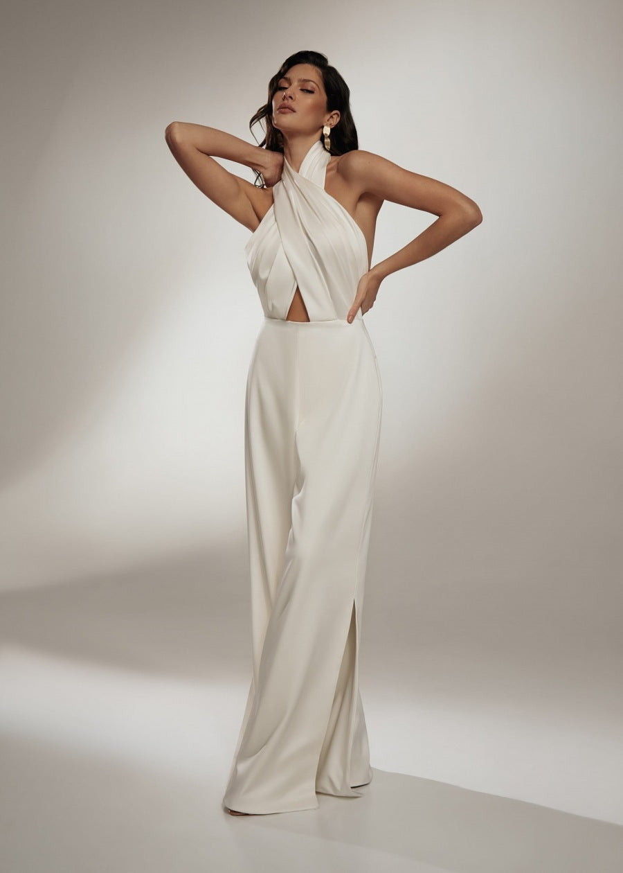 Women's Jumpsuit with Halter Neck and Open Back