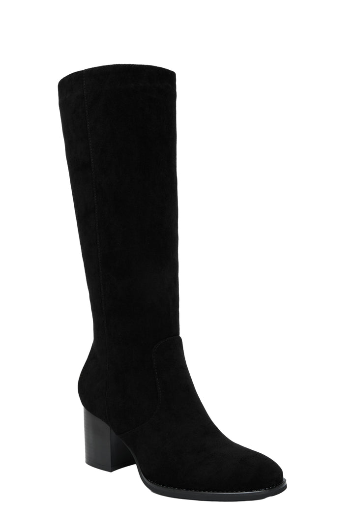 Women's Knee-High Boots with Block Heel and Pull-On Entry